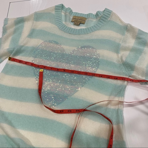 Wildfox White Label Bridgette Sequin Heart Striped Sweater Sz Xs Valentine's Day - Picture 10 of 11